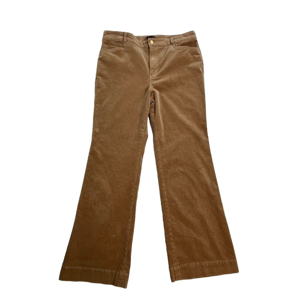 Talbots Corduroy Pants Womens 14 Brown Wide Leg High Rise Stretch Fall Preppy